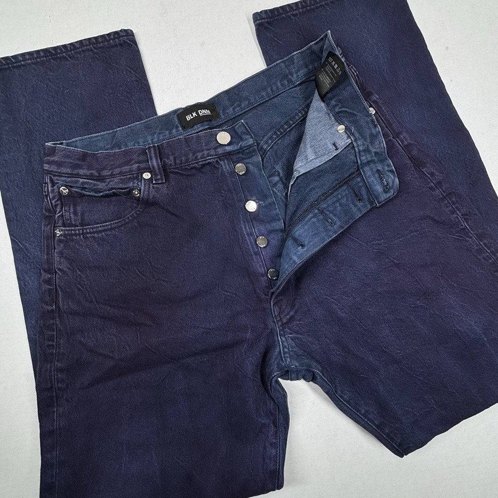 Blk Dnm Organic Cotton Relaxed Jeans Mens 34X32 Galaxy‎ Blue Purple Italy EUC